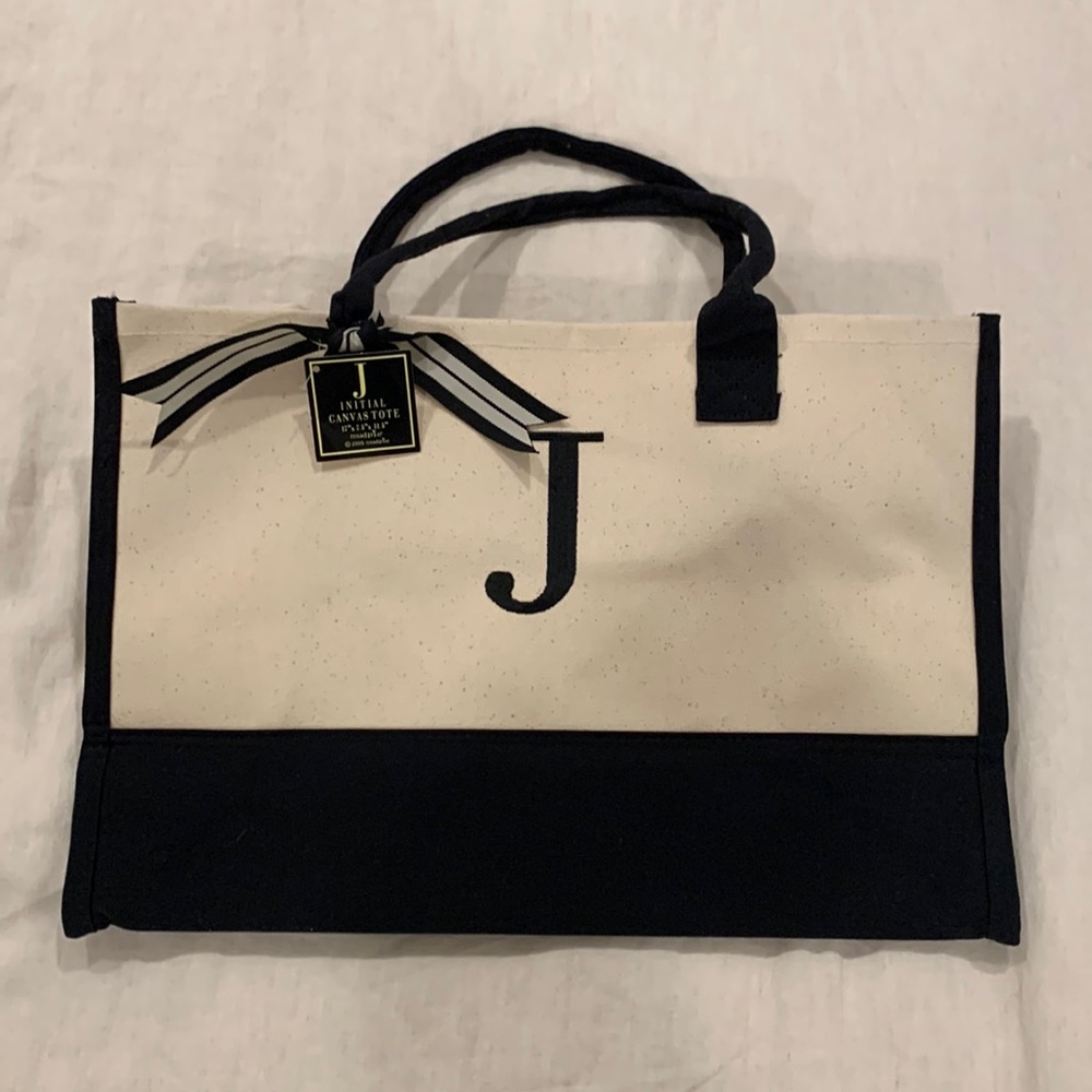 J Initial Canvas Tote